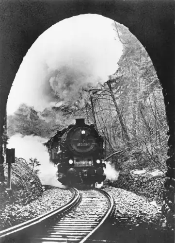 Dampflokomotive Saalfeld-Sonneberg Eisenbahntunnel RPPC Postkarte
