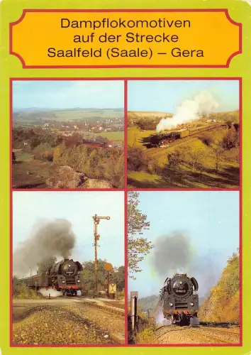 Deutschland Dampflok auf Strecke-Saalfeld Saale-Gera Eisenbahn AK