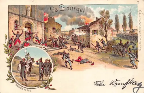 L003 Deutschland 1899 Le Bourget Schlacht Militär Litho Postkarte
