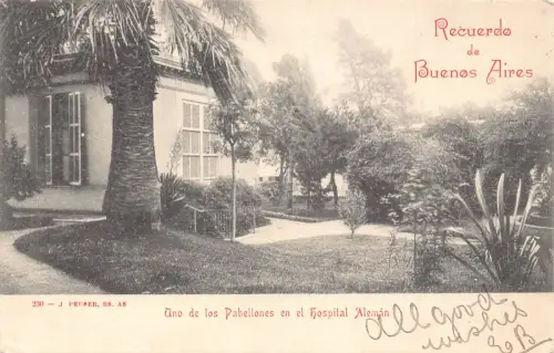 A879 Argentinien Recuerdo de Buenos Aires Pabellones Krankenhaus Aleman Postkarte