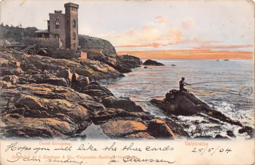 A880 Chile 1904 Valparaiso Chalet Echaurren Fischer Vintage Postkarte