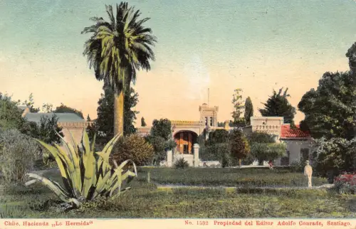 A880 Chile Hacienda Lo Hermida Gärten Vintage Postkarte