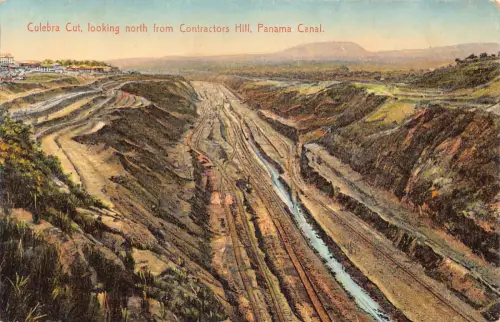 A880 Panamakanal Culebra Schnitt nach Norden von Contractors Hill Eisenbahn Postkarte