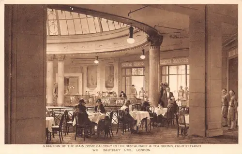 A883 England London Whiteley Ltd Balkon Restaurant Teestuben Postkarte