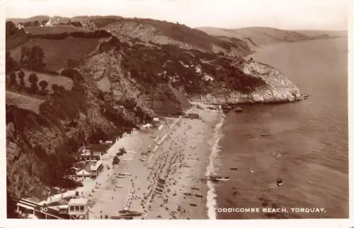 A885 England Torquay Oddicombe Beach RPPC 1935 Vintage Postkarte