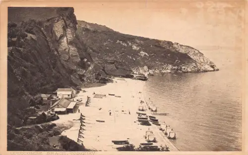 A885 England Oddicombe Beach Torquay Cliffs Vintage Postkarte
