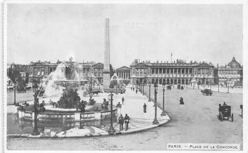L307 Frankreich Paris Place de la Concorde Kutschen Brunnen Vintage Postkarte