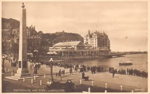 A884 Wales 1931 Llandudno Promenade und Pier Vintage Postkarte