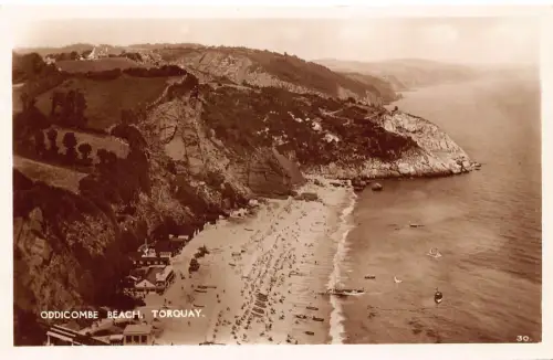 A885 England Torquay Oddicombe Beach RPPC Vintage Postkarte