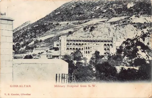 B622 Gibraltar Militärkrankenhaus aus SW Vintage Postkarte