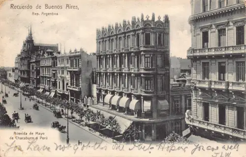 B622 Argentinien Recuerdo de Buenos Aires Avenida de Mayo Chacabuco 1906 Postkarte