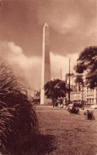 B621 Argentinien Buenos Aires Platz der Republik und Obelisk Vintage Postkarte