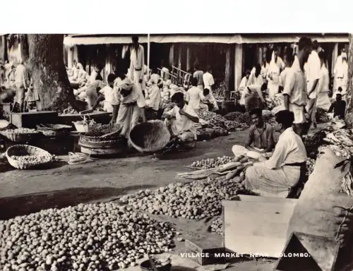 B623 Sri Lanka Ceylon Dorfmarkt in der Nähe von Colombo Verkäufer RPPC Vintage Postkarte