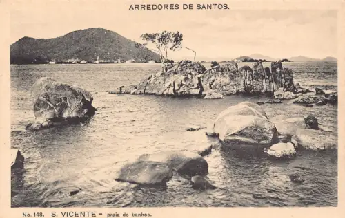 B624 Brasilien S Vicente Praia de Banhos Vintage Postkarte