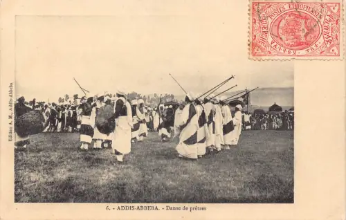 B634 Äthiopien Addis Abbeba Danse de Pretres Tanz ethnische Ureinwohner Vintage Postkarte
