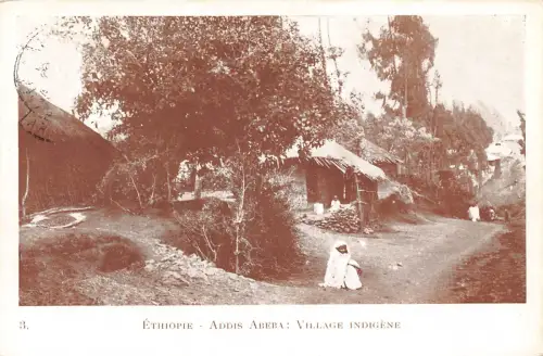B634 Äthiopien Addis Abeba Dorf Indigene Vintage Postkarte