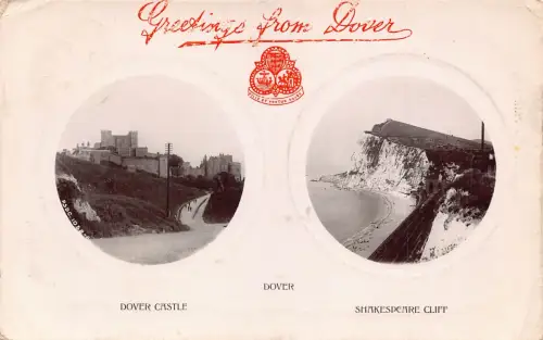 A886 England 1910 Grüße aus Dover Castle und Shakespeare Cliff Postkarte