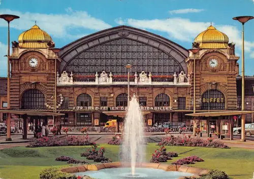 Schweiz Basel Hauptbahnhof Brunnen Buffet Vintage Postkarte