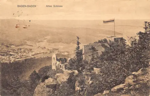 L317 Deutschland 1915 Feldpost 1. Weltkrieg Baden-Baden Altes Schloss Schloss Vintage Postkarte