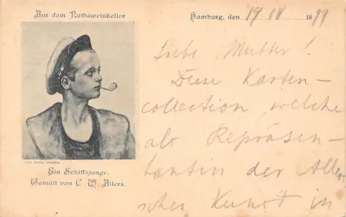 Deutschland 1899 Rathsweinkeller Matrosenjunge Pfeifenkunst CW Allers Postkarte B962