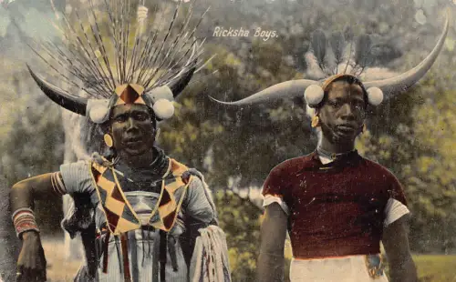 Südafrika ethnische Ureinwohner Rikscha Jungen Rikscha Vintage Postkarte B962