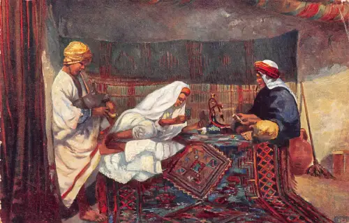 Marokko ethnische Ureinwohnergruppe rauchende Shisha Wasserpfeife Postkarte B962