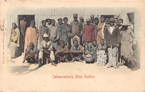 Südafrika ethnische Ureinwohner Johannesburg Mine Kaffern Jungen Männer Postkarte B962