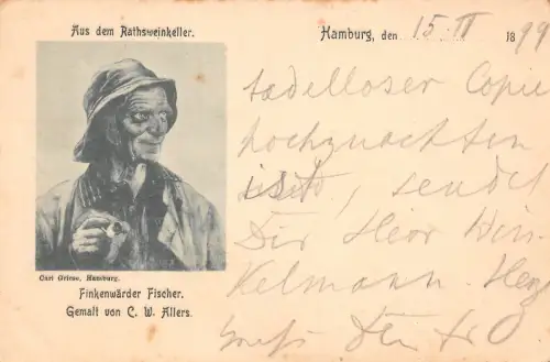 Deutschland 1899 Rathsweinkeller Fischer Pfeifenkunst CW Allers Postkarte B962