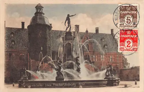 Dänemark 1926 Springvander Paa Frederiksborg Slot Brunnen Vintage Postkarte