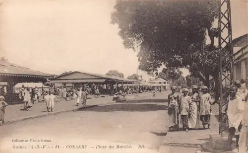 Guinea Conakry Place du Marche Ureinwohner Kinder Ethno Vintage Postkarte B964
