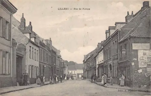 Frankreich Lillers Rue de Pernes Straße Laden Poster Vintage Postkarte B964