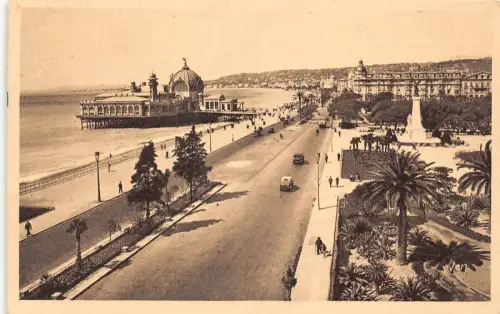 L308 Frankreich 1933 Cote d'Azur schöne Promenade Schloss Garten Autos Oldtimer Postkarte
