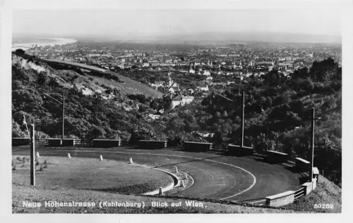 A059 Österreich 1938 Neue Autobahn Kahlenberg Blick auf Wien alte Postkarte