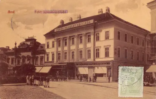 Rumänien 1907 Arad Feher Kereszt Szalloda Hotel Crucea Alba Shop Vintage Postkarte