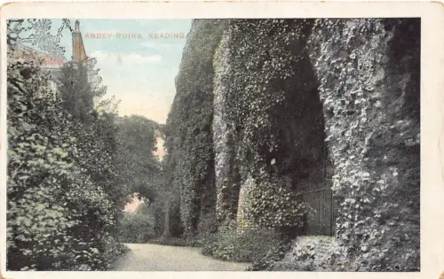 A887 England Abtei Ruinen Lesen Vintage Postkarte
