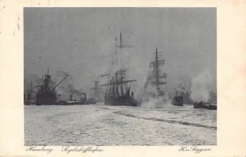 A059 Deutschland 1925 Hamburg Dampfschiffe Hafen Meer Vintage Postkarte