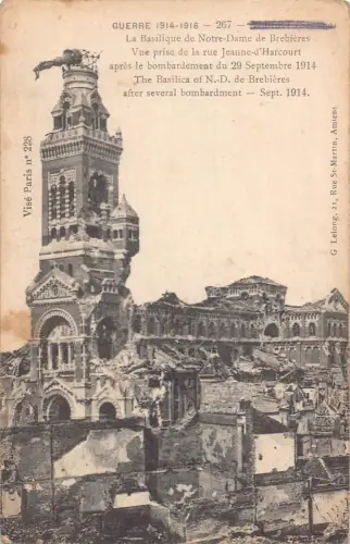 C011 Frankreich, Die Basilika Nore-Dame de Brebieres zerstört 1.WK Postkarte