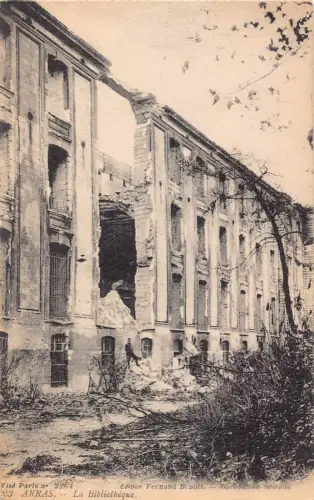 C011 Frankreich, Arras, La Bibliotheque, Bombardement WWI Postkarte