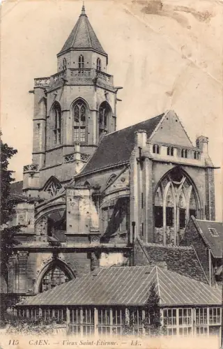 C012 Frankreich Caen Vieux Saint-Etienne 1912 alte Postkarte