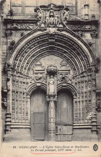 C012 Frankreich Guingamp L'Eglise Notre-Dame de Bon Secours Vintage Postkarte