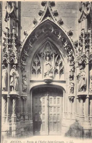 C012 Frankreich, Amiens Porche de l'Eglise Saint-Germain Vintage Postkarte