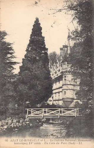 C013 Frankreich Azay Le Rideau Le Chateau Nationale, Un coin du Parc 1920 Postkarte
