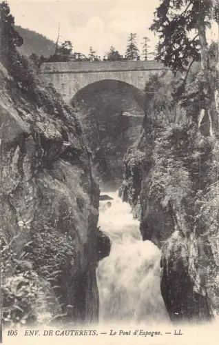 C014 Frankreich, Env. de Cauterets Le Pont d'Espagne Vintage Postkarte