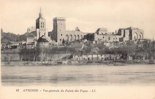 C014 Frankreich, Avignon Vue Generale du Palais des Papes Vintage Postkarte