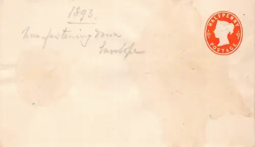 A058 Großbritannien 1893 Queen Victoria Half Penny geprägt bedruckter Briefmarkeneinband