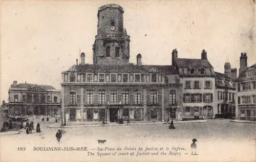 C016 Frankreich, Boulogne Sur Mer La Place du Palais de Justice Vintage Postkarte