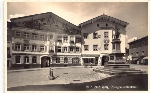 L311 Deutschland 1939 Bad Tölz Winzerer Denkmal Vintage Postkarte