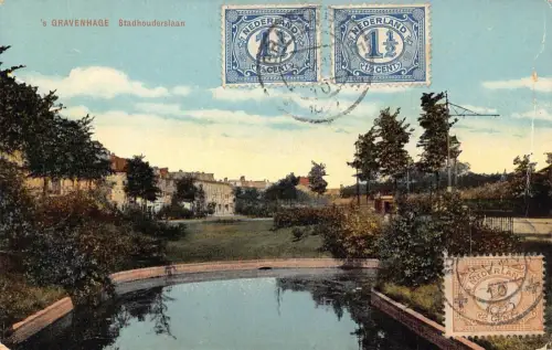 L143 Niederlande 1922er Gravenhage Stadhouderslaan Fluss Vintage Postkarte