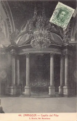 L142 Spanien Saragossa Capella del Pilar Kapelle Innenraum Vintage Postkarte
