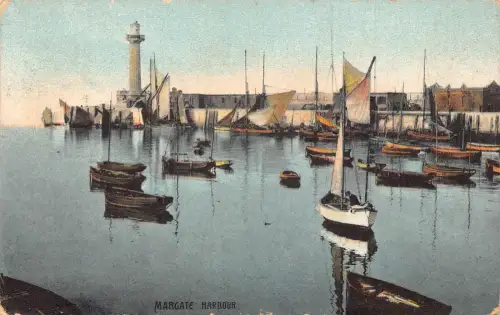 A889 England 1907 Margate Harbour Segelboote Vintage Postkarte